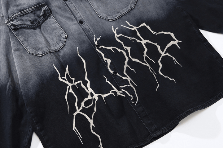 Lightning Gradient Loose Long Sleeve Shirt Jacket - MRSLM