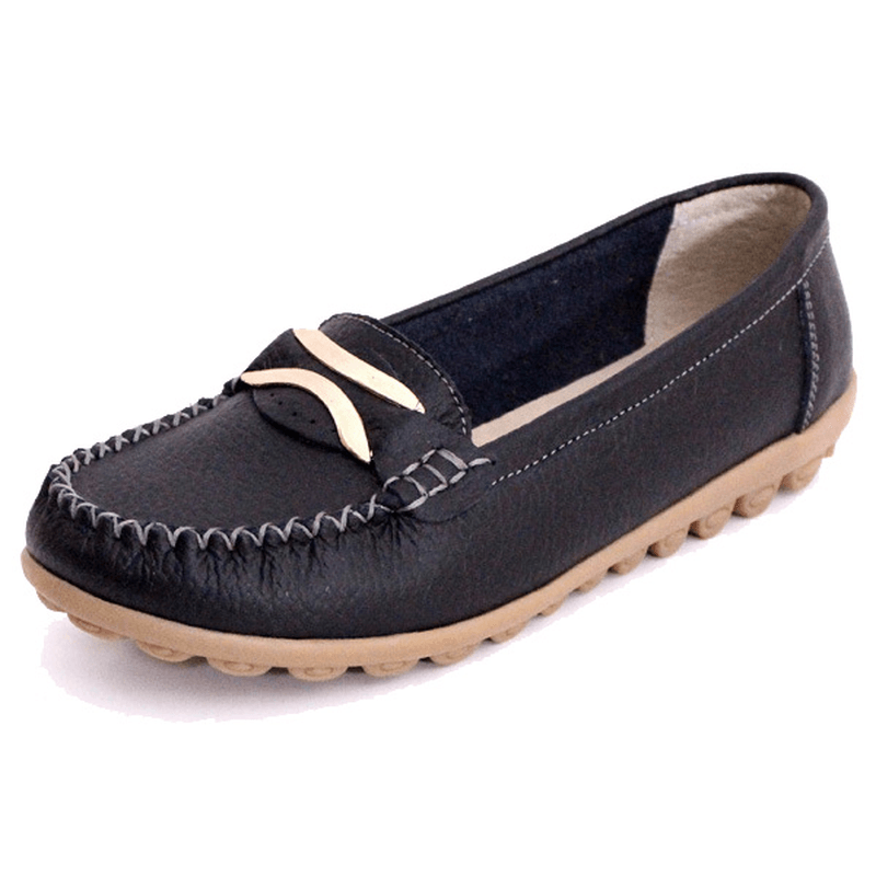 Women Casual Autumn Flats round Toe Shoes Soft Bottom Flat Loafers - MRSLM