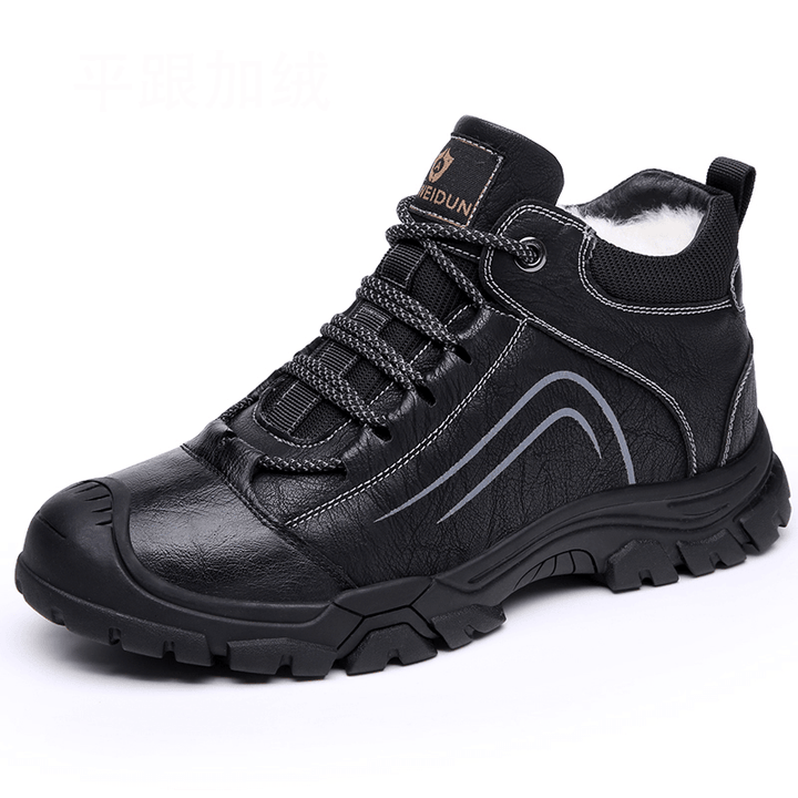 Men Cowhide Non-Slip Toe Protection Thicken Winter Warm Soft Comfy Outdoor Snow Boots Sports Boots - MRSLM