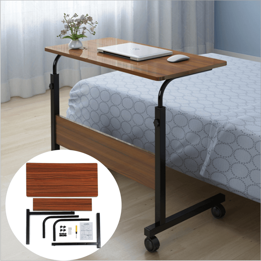80X40Cm Brown Computer Table Laptop Desk Mobile Adjustable Stand Work Study Lazy Home Office - MRSLM