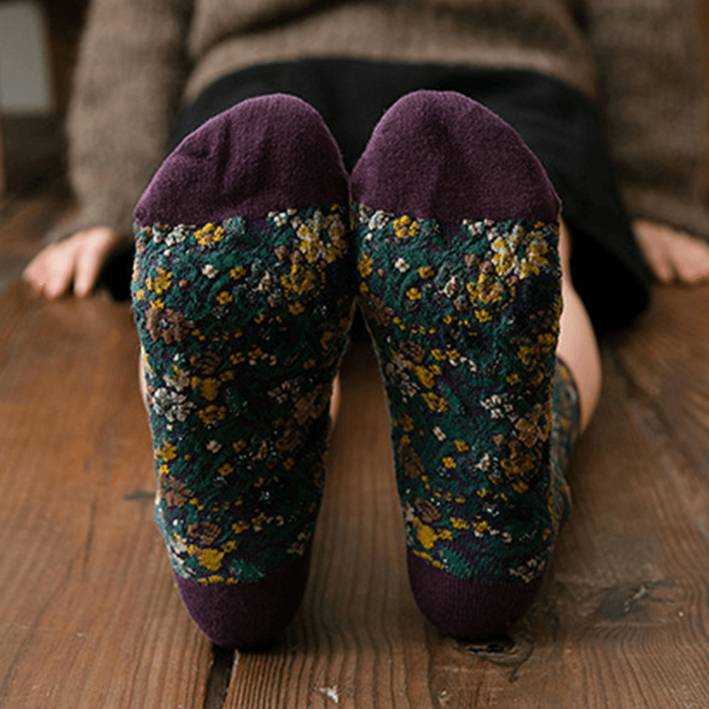 10 Pairs Women Autumn Thin Three-Dimensional Jacquard Tube Socks Retro Mid-Length Breathable Cotton Socks - MRSLM