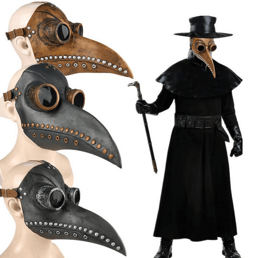 Halloween Medieval Steampunk Plague Doctor Bird Mask Latex Punk Cosplay Masks Long Nose Beak Adult Halloween Event Cosplay Props - MRSLM