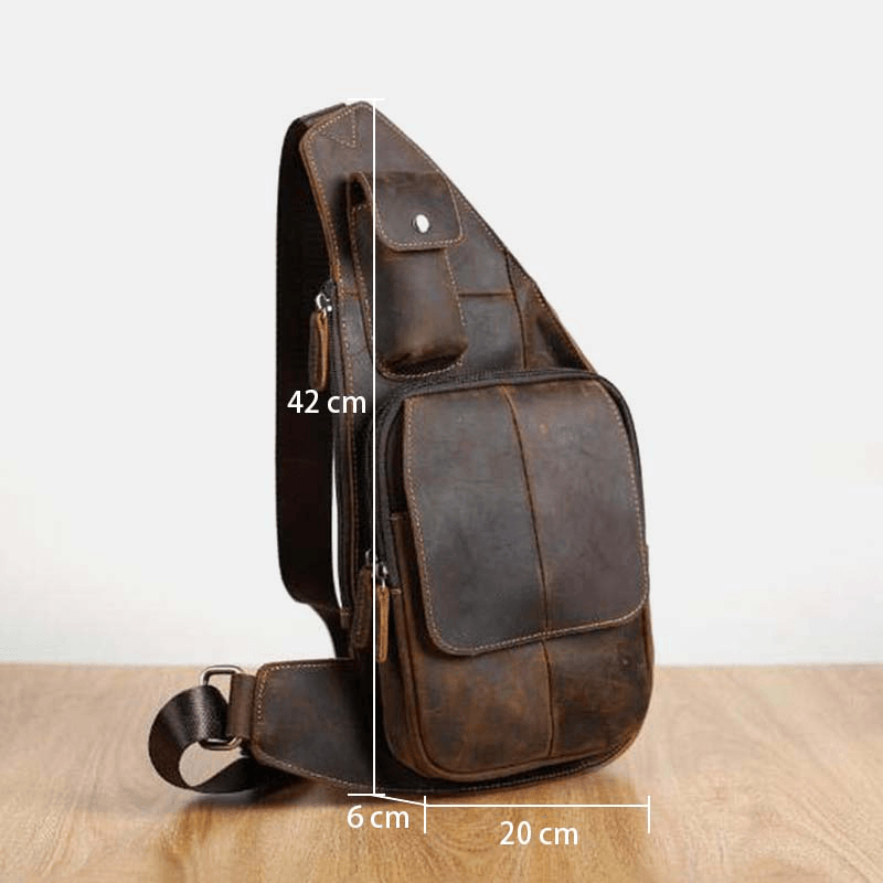 Men Vintage Stitch Detail Magnetic Button Pocket Multifunction Chest Bag Back Anti-Theft Zipper Pocket Crossbody Bags Shoulder Bag - MRSLM