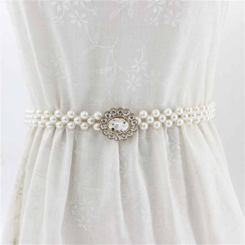 Women'S Rhinestone Pearl Waist Chain Fashion Dress Decoration - MRSLM