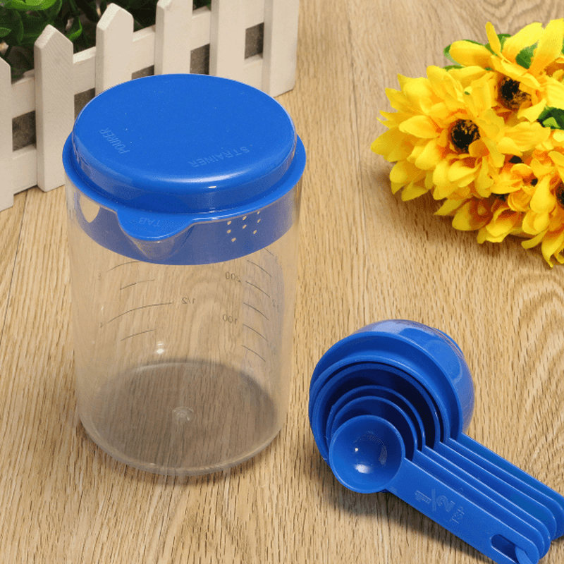 500ML Plastic Craft Tea Spoon Measuring Cup with Spoons Set for Lab - MRSLM
