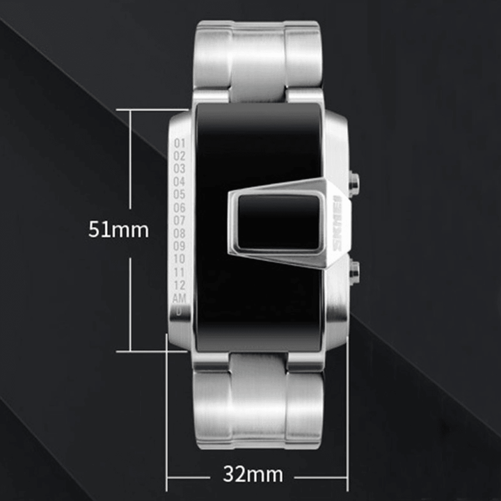 SKMEI 1791 Stainless Steel Band Fashionable Digital Watch LED Waterproof Men Wrist Watch - MRSLM