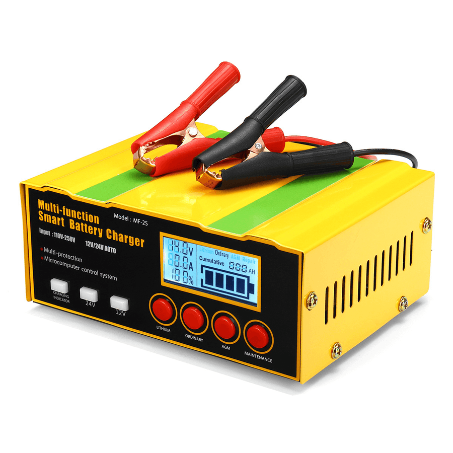12V/24V Smart Automatic Car Motorcycle Battery Charger LCD Pulse Repair AGM Lead Acid - MRSLM