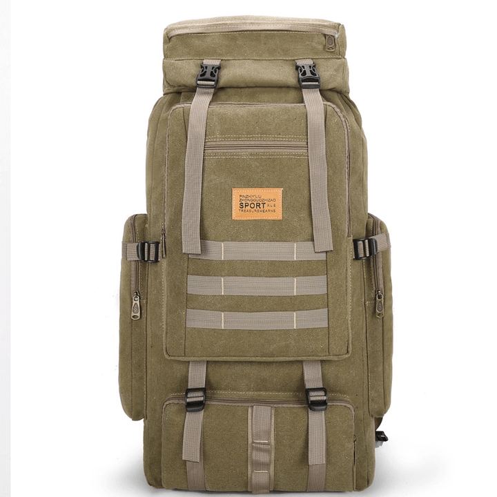 Ipree® 80L Canvas Tactical Backpack Waterproof Travel Bag Unisex Hiking Climbing Rucksack - MRSLM