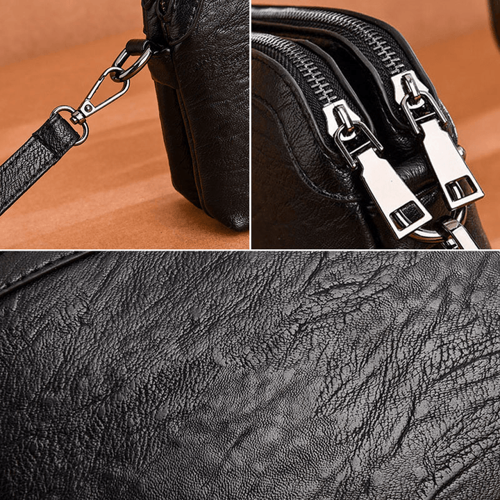 Women Multi-Pocket Front Rivet Decorate Crossbody Bag Large Capacity Detachable Shoulder Strap Shoulder Bag Handbag - MRSLM