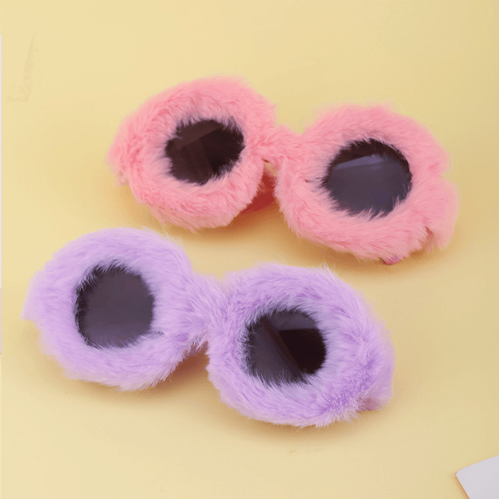 Women'S Fashion round Frame Plush Full Coverage Sunglasses - MRSLM