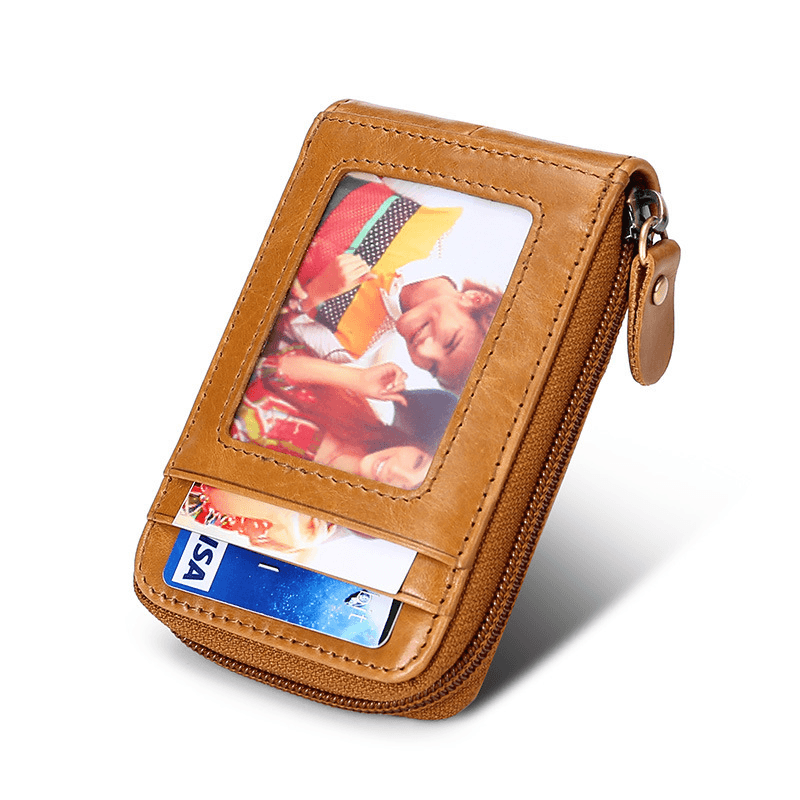 Card Holder Card Bag Wax Leather Certificate Package Bank Card Bus Card Sets - MRSLM