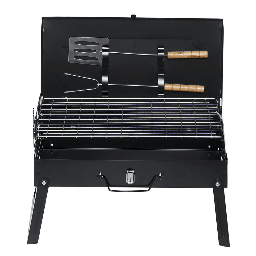 Heavy-Duty Folding Barbecue Oven Set Campfire Grill Outdoor Portable BBQ Grill Square Stove Set - MRSLM
