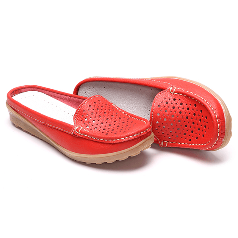 Soft Hollow Out round Toe Penny Loafers - MRSLM