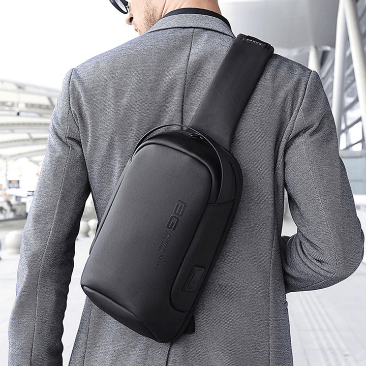 Men Oxford Cloth Multi-Carry Casual Solid Color Business Shoulder Bag Chest Bag with USB Charging - MRSLM
