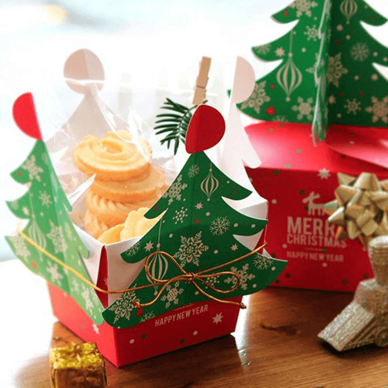 Christmas 2017 Paper Gift Box Candy Box Fit Wedding Party Christmas Tree Pattern Jewelry Packaging Box - MRSLM