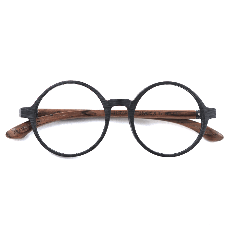 Japanese Glasses Literary Big round Frame Wooden Leg Mirror Frame - MRSLM