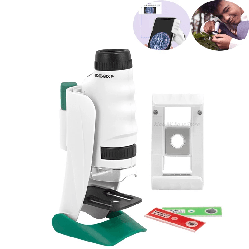 3 in 1 Scientific Microscope Science CAN Child Handheld Portable 120 Times HD Endoscope LED Magnifier Explore for Student from Youpin - MRSLM