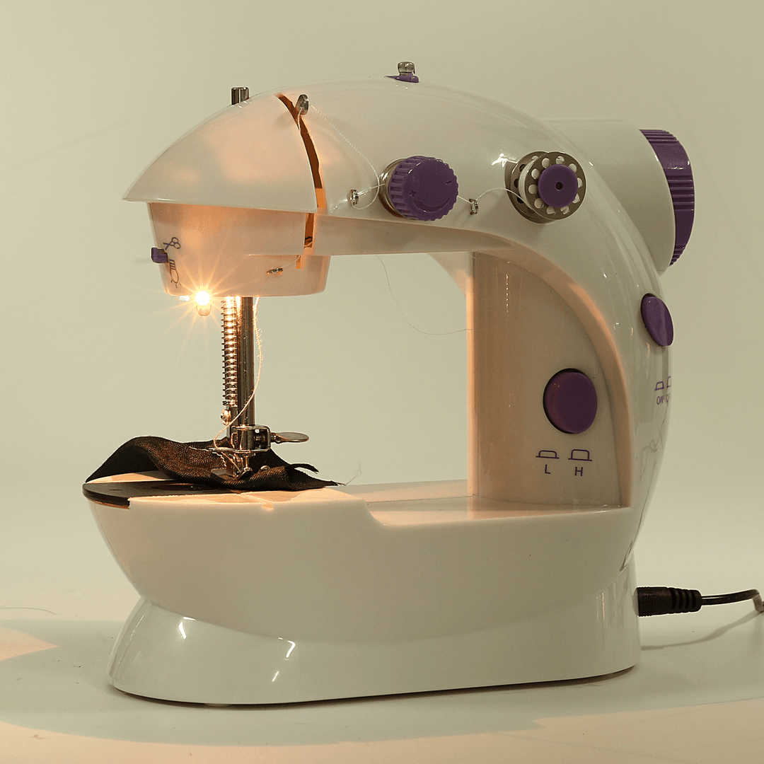 Mini Portable Electric Sewing Machine Stitch Sew Needlework Cordless Clothes Fabrics Sewing Machine W/ Light - MRSLM