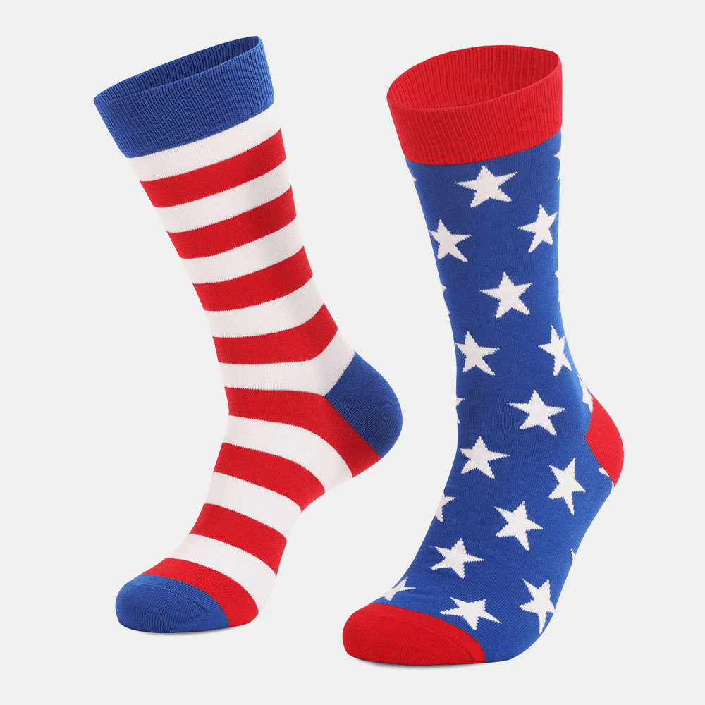 3Pcs Unisex Striped American Flag Pattern Breathable Tube Sock - MRSLM