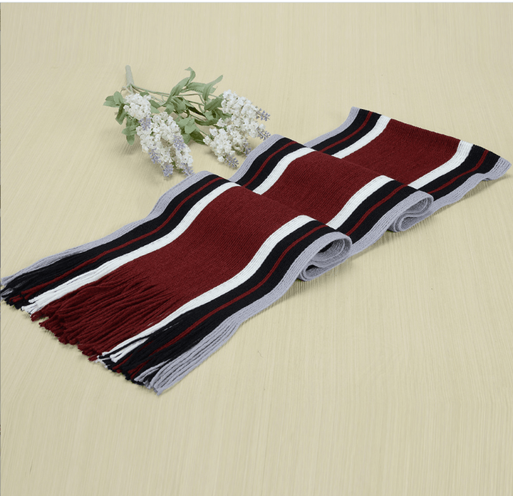 Knitted Warmth and Color Matching Striped Men'S Scarf - MRSLM