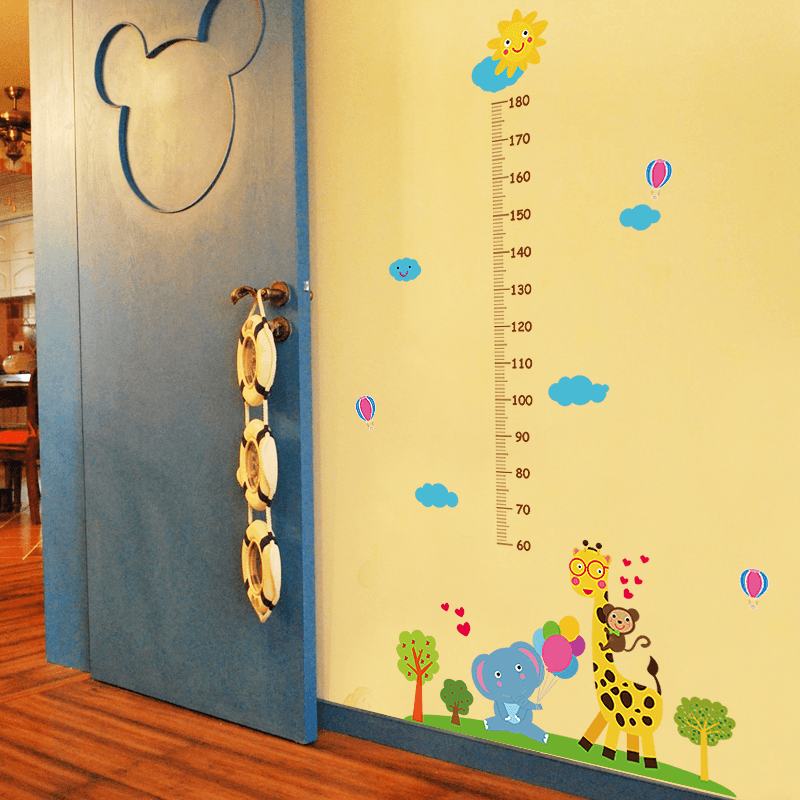 Miico SK9340 Giraffe and Elephant Painting Heights Sticker Children'S Room and Kindergarten Decorative Wall Sticker - MRSLM