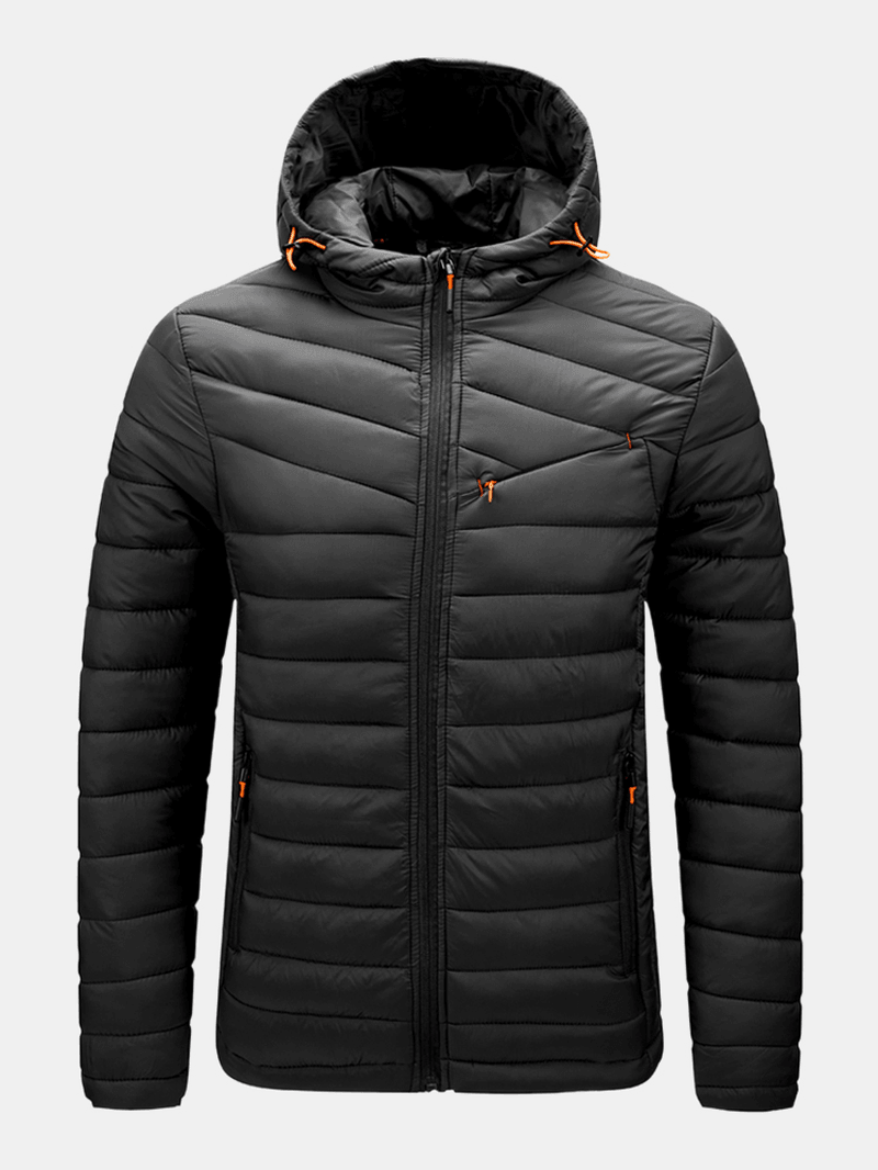 Mens Warm Hooded Zipper Long Sleeve down Jacket with Pocket - MRSLM
