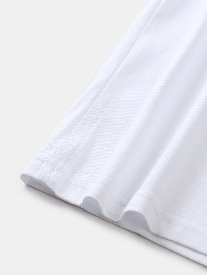 Mens Sun Pattern Ethnic Style Text Print Short Sleeve 100% Cotton T-Shirt - MRSLM