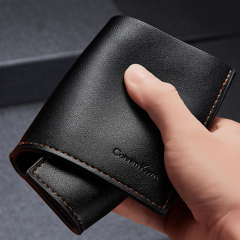 2 Pcs Men PU Leather Large Capacity Bifold Card Holder Coin Purse Wallet Automatic Buckle Belt Valentine'S Day Gift Set - MRSLM
