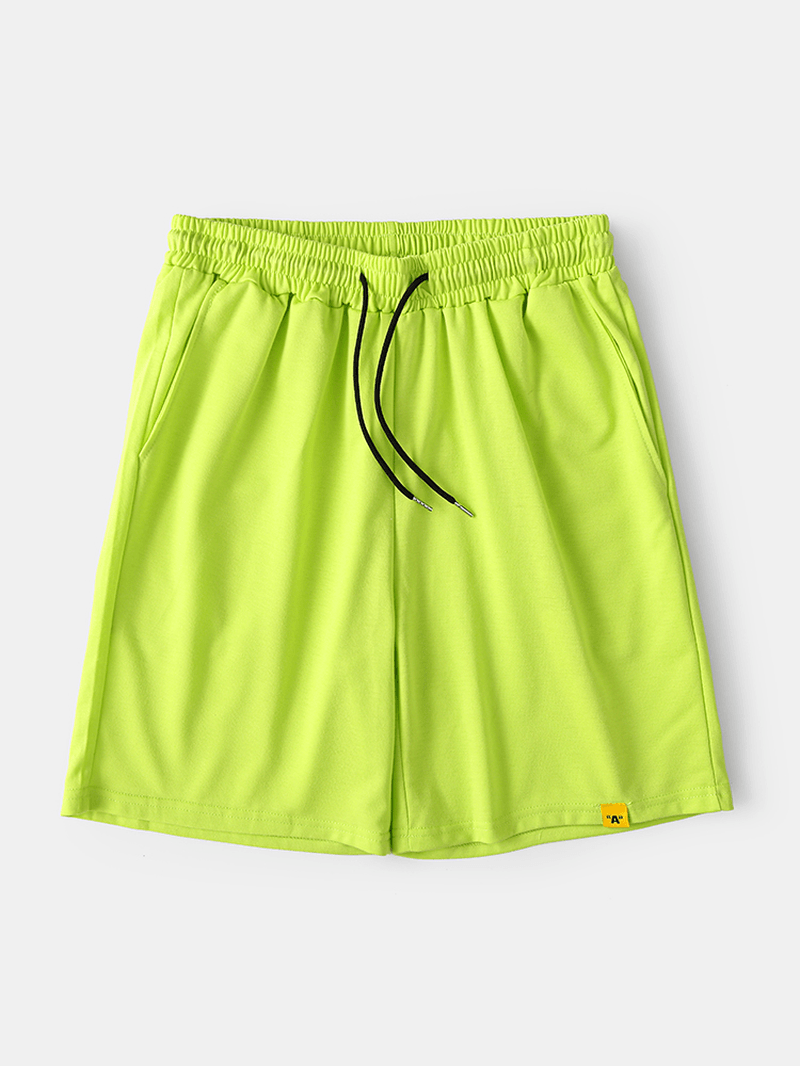 Mens Solid Color Drawstring Home Casual Shorts with Pocket - MRSLM