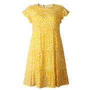 Leopard print round neck short sleeve loose dress - MRSLM