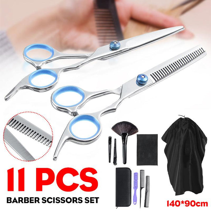 11Pcs Cloth Color Random Brush Flat Shear Teeth Scissors Family Haircut Scissors Set - MRSLM