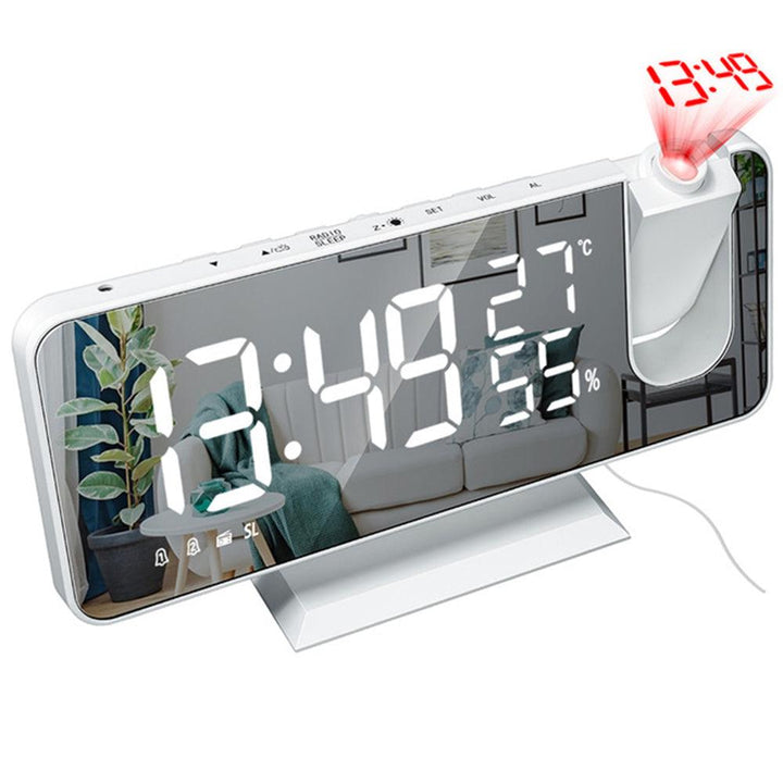 Electronic LED Projector Alarm Clock Desktop Digital Projection Alarm Clock Smart Home Bedroom Bedside Clock - MRSLM