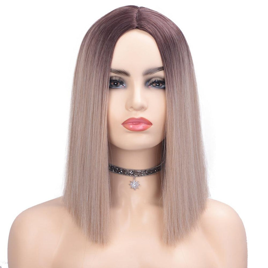 Fashionable gradient mid-length long straight wig (Gradient) - MRSLM