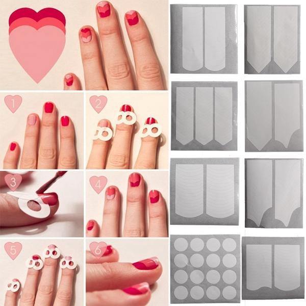 15 Styles White French Manicure Nail Art Sticker Tips Guides - MRSLM