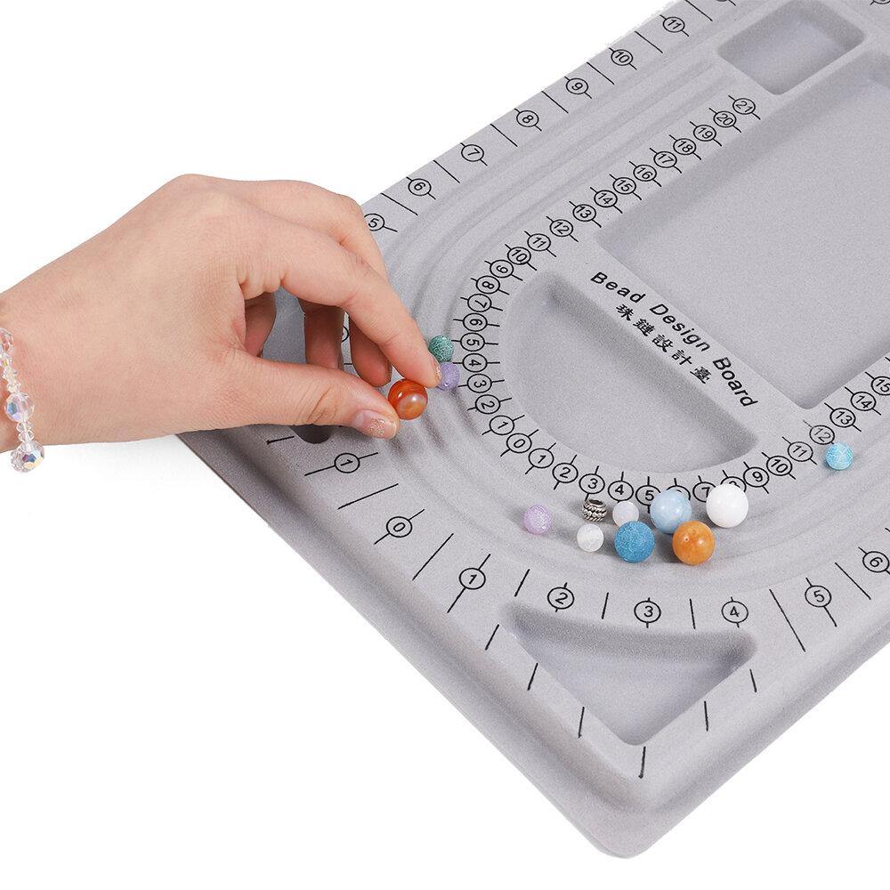 Gray Flocked Bead Board For DIY Bracelet Necklace Beading Jewelry Making Organizer Tray Design Craft Measuring Tool Accessories - MRSLM