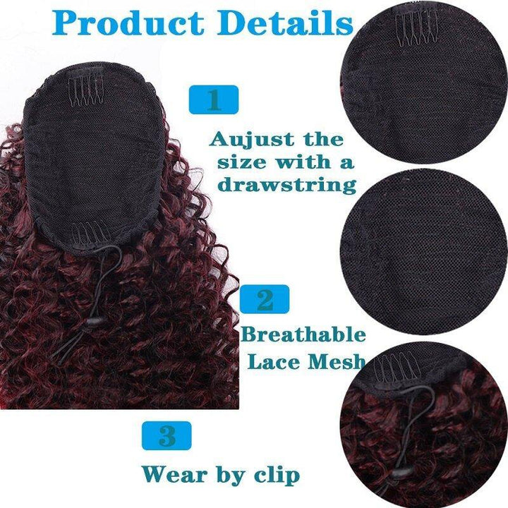 14 Inch Mid-Length Curly Ponytail With Clip Soft Fluffy Chemical Fiber Wig Piece - MRSLM