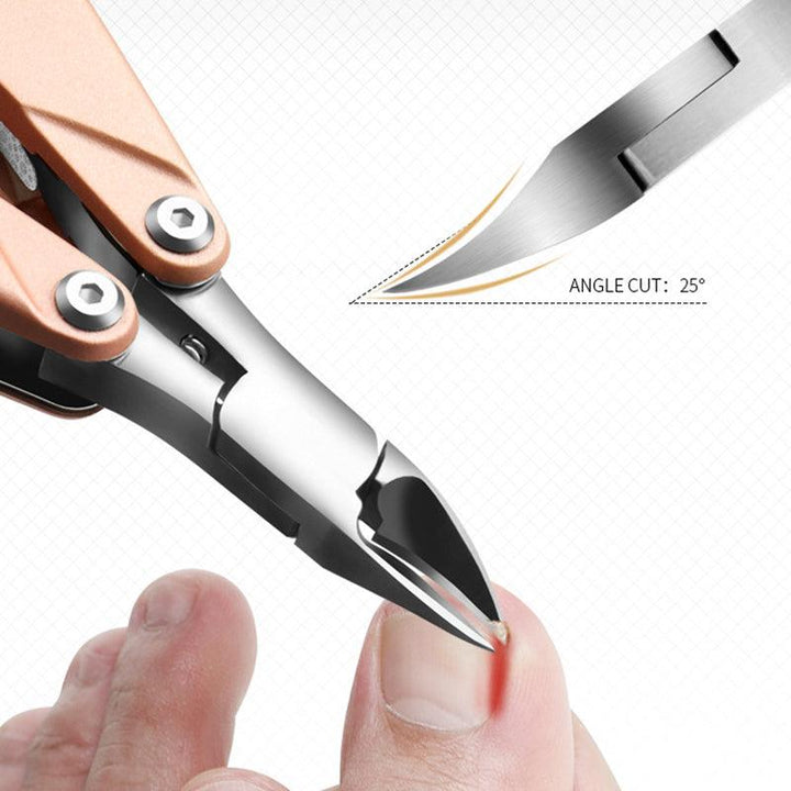 Anself Nail Clippers 3 in 1 Professional Portable Stainless Steel Fold Nail Toenail Nippers for Thick and Ingrown Toenails - MRSLM