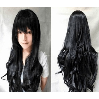 Wig high temperature silk 80cm long curly hair, wig, long, multicolored long curly hair, slanting bangs. - MRSLM