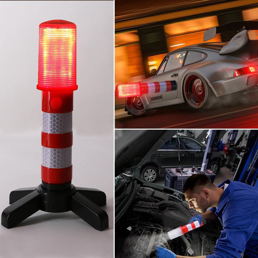 LED Magnetic Flashlight Emergency Roadside Flares Detachable Stand Beacon Safety Strobe Light Warning Signal Alert SOS Lamps - MRSLM
