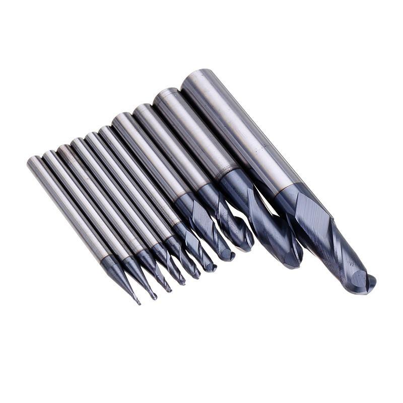 Drillpro R0.5-R5mm Ball Nose Tungsten Carbide End Mill Cutter HRC55 TiAlN Coating End Milling Cutter CNC Tool - MRSLM