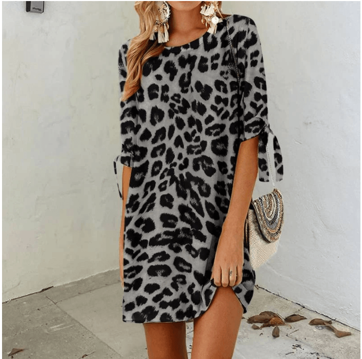 Printed round neck dress - MRSLM