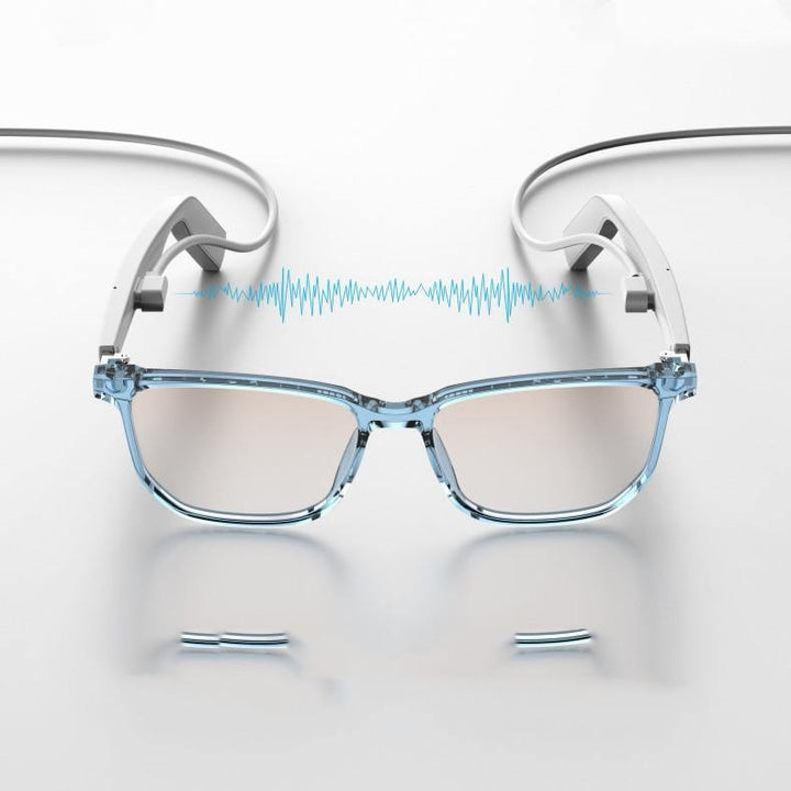 Bluetooth Mobile Phone Smart Glasses Voice Call Music Anti Blue Light Intelligent White Unisex Eyeglasses (Haimo USB) - MRSLM