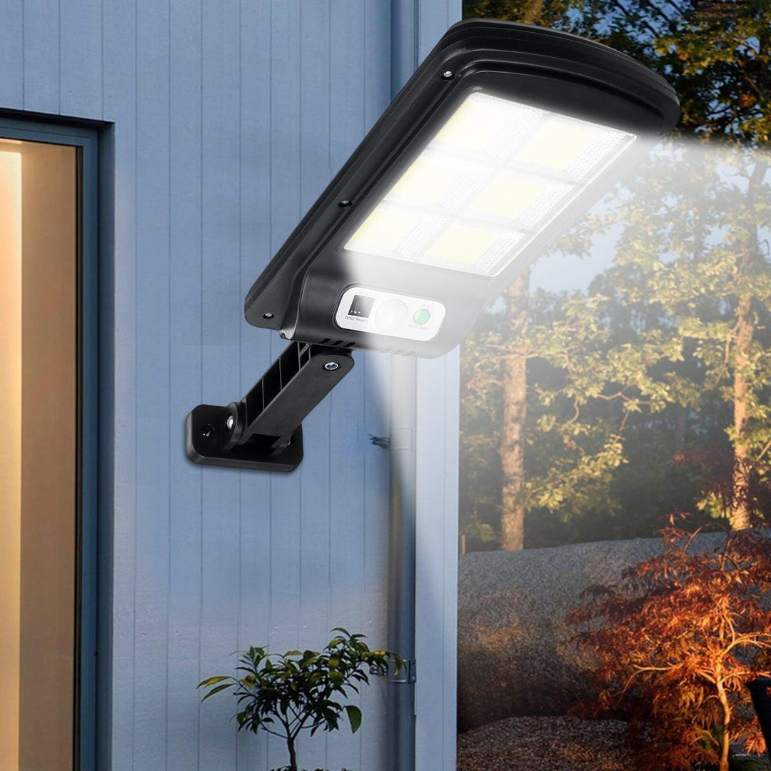 100/120/128 LED Solar Powered Motion Sensor Wall Light IP65 Rotatable Street Lamp Remote (128led without remote control) - MRSLM