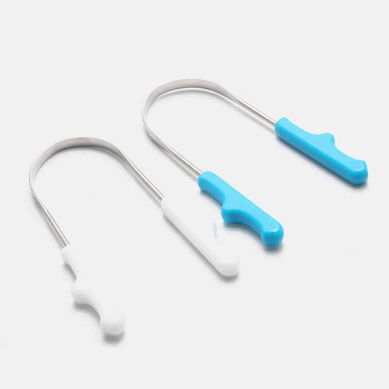 Tongue Cleaner Small Portable Non-Slip Stainless Steel Remove Bad Breath Tongue Scraper for Oral Care Tools - MRSLM