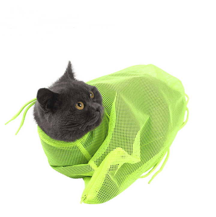 Pet Soft Cat Grooming Bag Adjustable Multifunctional Polyester Cat Washing Shower Mesh Bags Pet Nail Trimming Bags - MRSLM