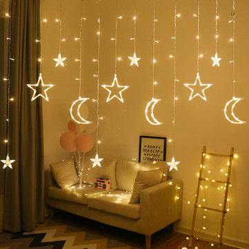 2.5M 3.5M USB Plug In LED Moon Star Curtain Fairy Ins Christmas String Light Bedroom Romantic Decor - MRSLM