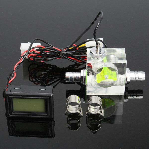 Water Liquid Cooling 4Pin 3 Way Flow Meter With Thermometer G1/4 Threaded Connector - MRSLM
