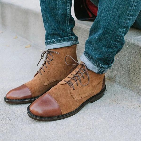 Men's short boots with flat wedge heel, view 3 - MRSLM