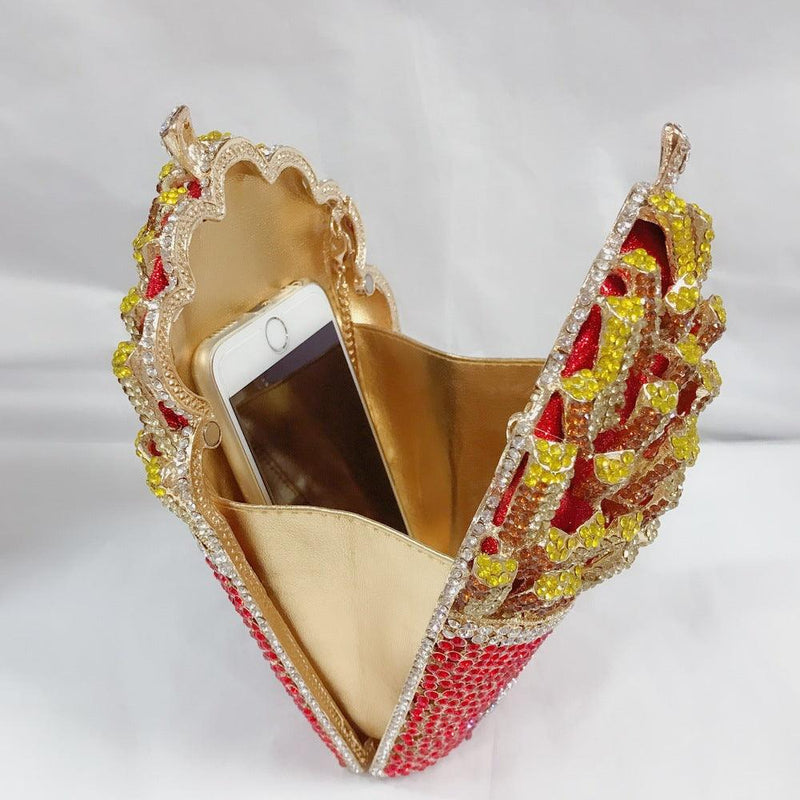 French fries rhinestone evening bag, view 7 - MRSLM
