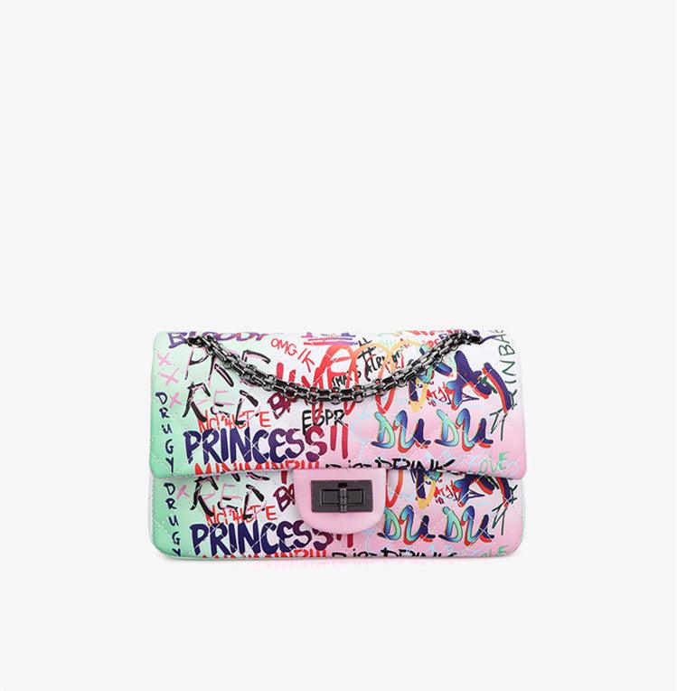 graffiti alphabet rhombus chain bag, view 8 - MRSLM